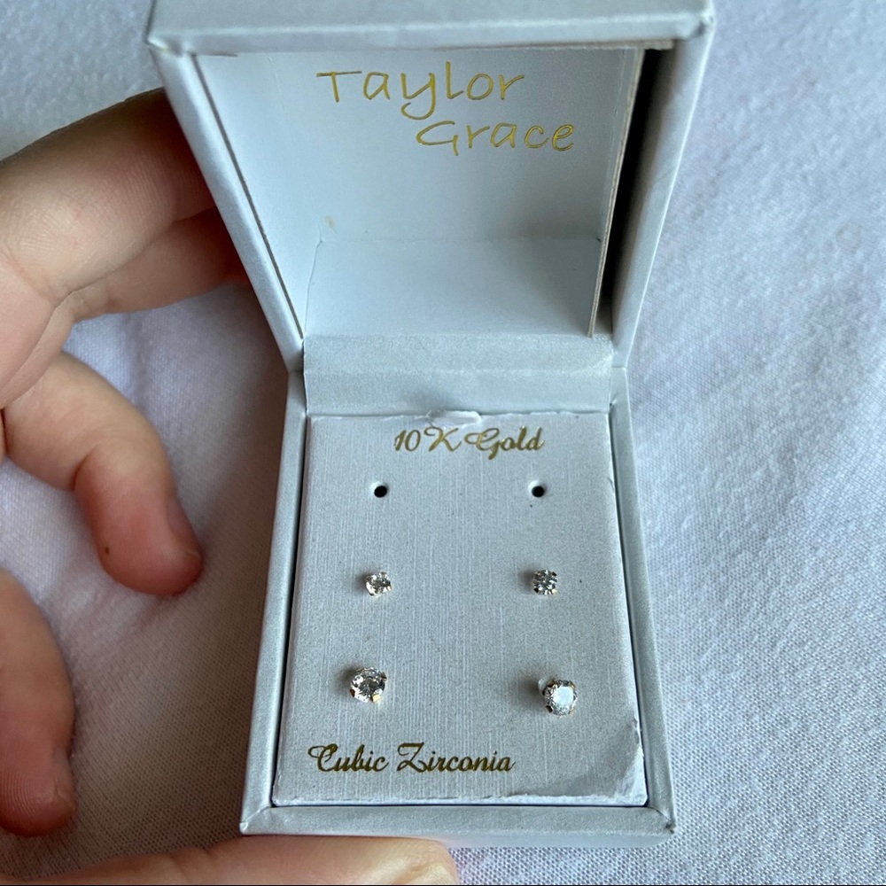 Taylor Grace Earring Set 10k gold CZ stones